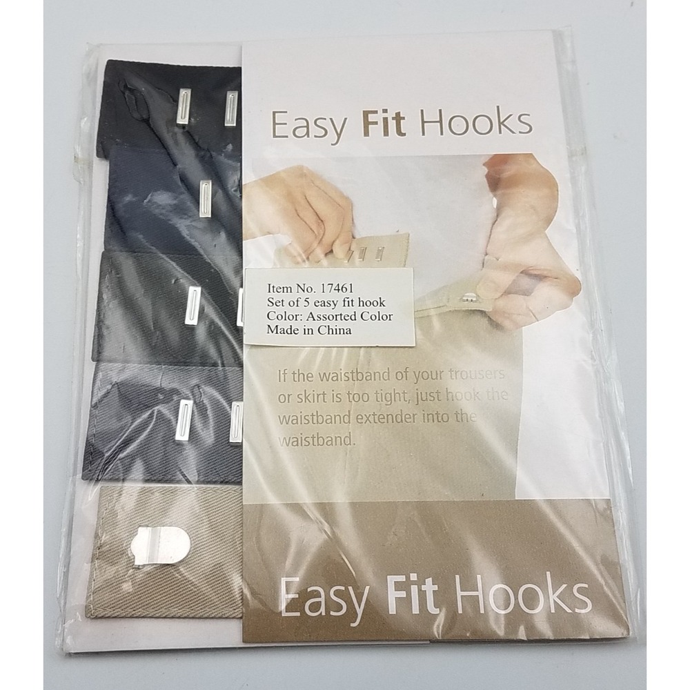 Easy Fit Hooks for Slacks Skirts, Waistband Extenders New Set 5 colors Adjustabl